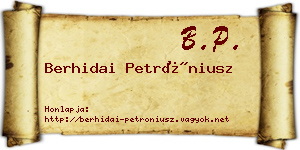 Berhidai Petróniusz névjegykártya
